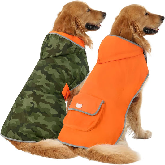 Reversible Dog Raincoat Hooded Slicker Poncho Rain Coat Jacket for Small Medium Large Dogs